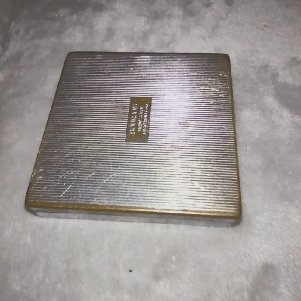 Silver & Blue Square Design, Burjois NY for Evening, Metallic Vintage Compact